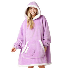 Giggling Getup Wearable Blanket Hoodie for Women Men - Oversized Flannel Sherpa Fleece Hooded Blanket - Soft Cozy Warm Blanket Sweatshirt Gifts w
