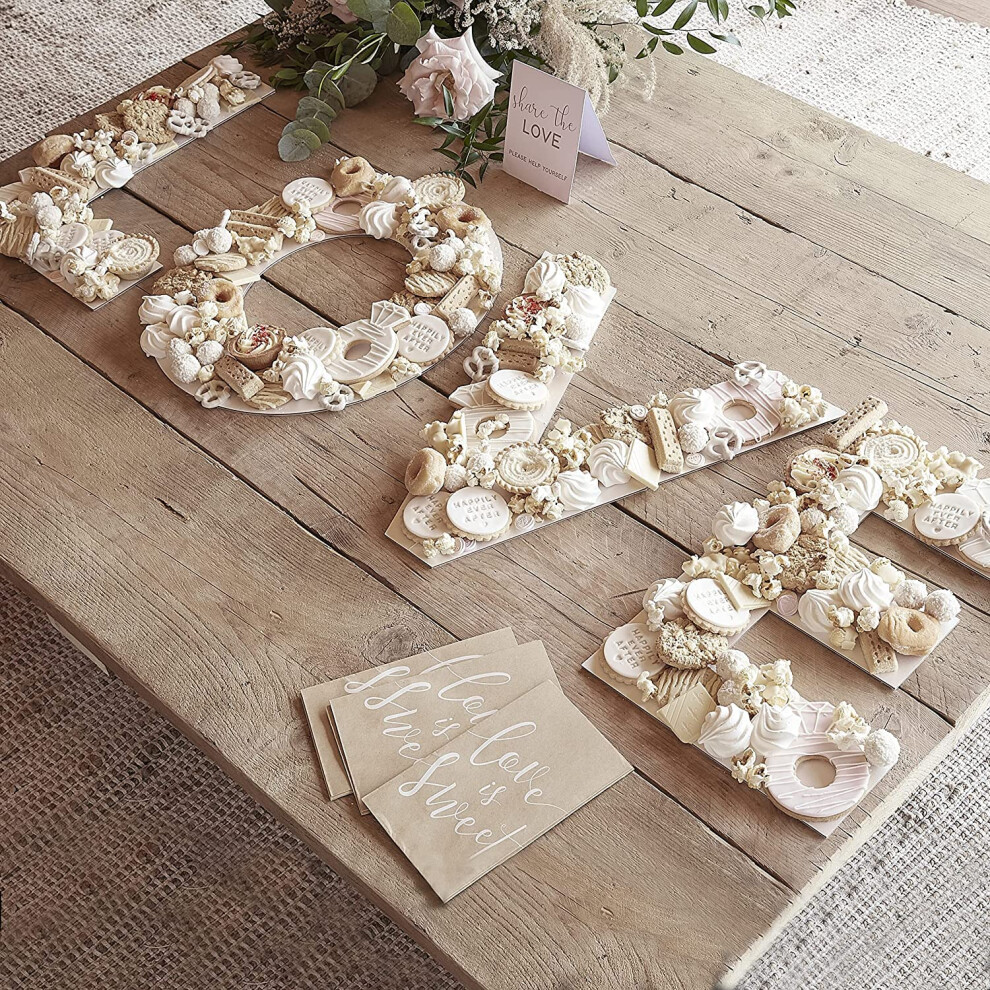 Ginger Ray Botanical Wedding LOVE Grazing Board & Tent Card  Large  White