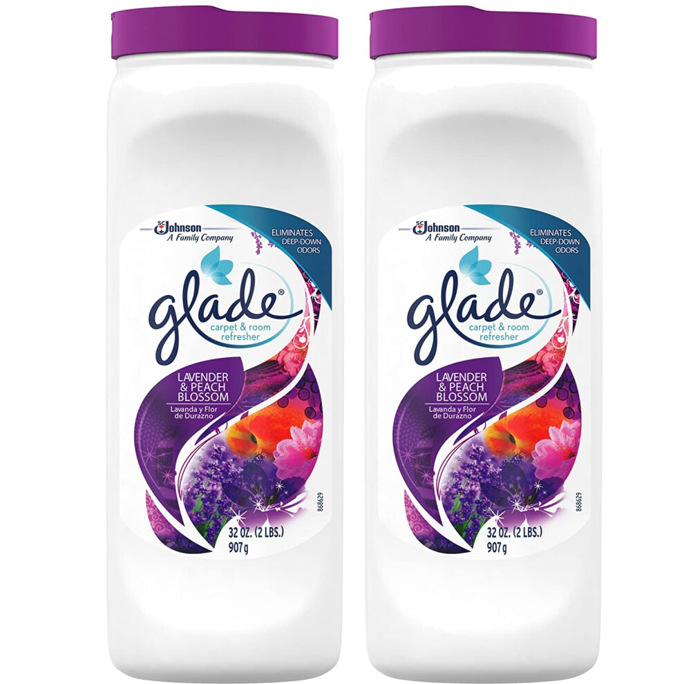 Glade Carpet and Room Powder  Lavender and Peach Blossom  32-Ounce  2-Pack