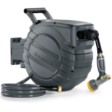 GLAHODEN Einziehbarer Gartenschlauchaufroller, 1,27 cm x 19,7 m, verbesserte UV-best ndige Hochleistungs-Schlauchtrommel, automatische Wandmontag