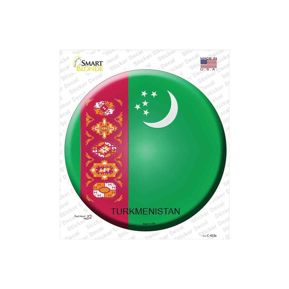 Smart Blonde C-453S-M Turkmenistan Country Novelty Circle Sticker Decal - Medium 792636350672