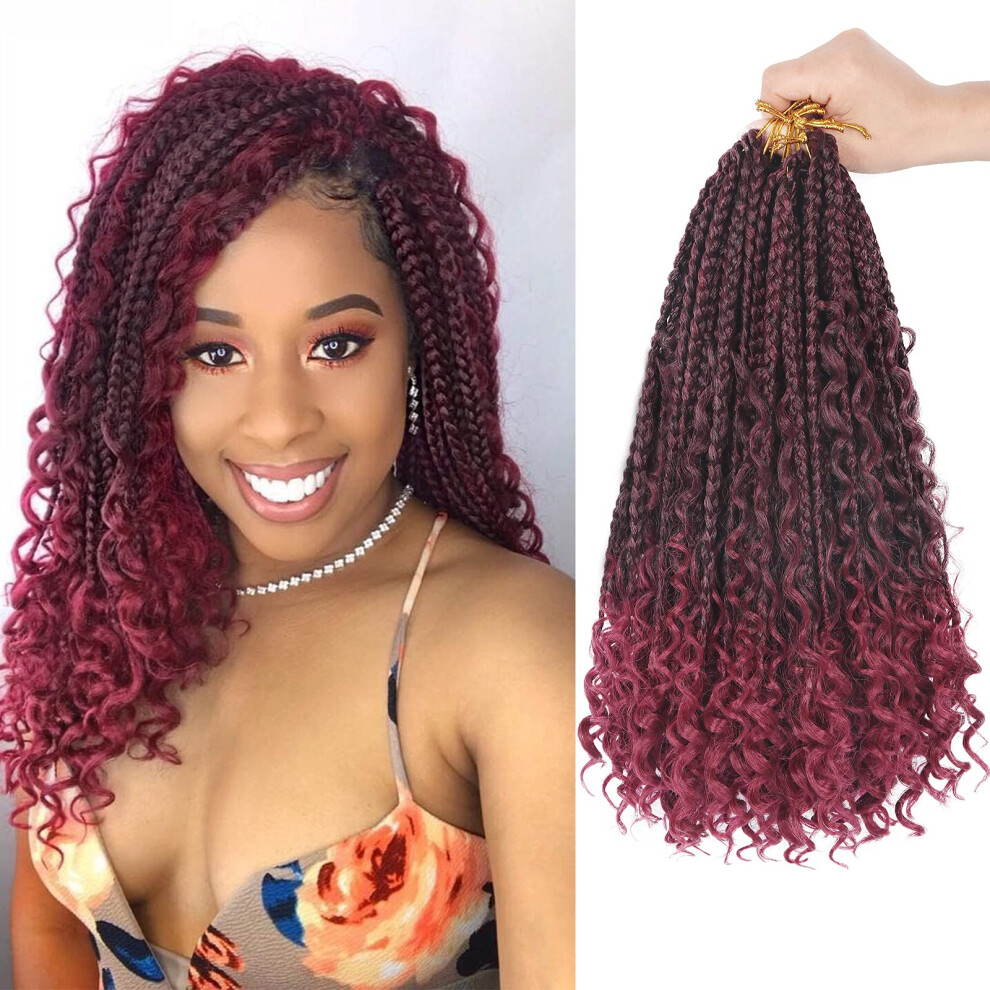 Diha Unisex Goddess Box Braids Crochet Hair With Curly Ends 14 Inch Bohomian Box Braids Crochet Braids 8 Packs 3X Crochet Braids Synthetic Braiding Hair Extension