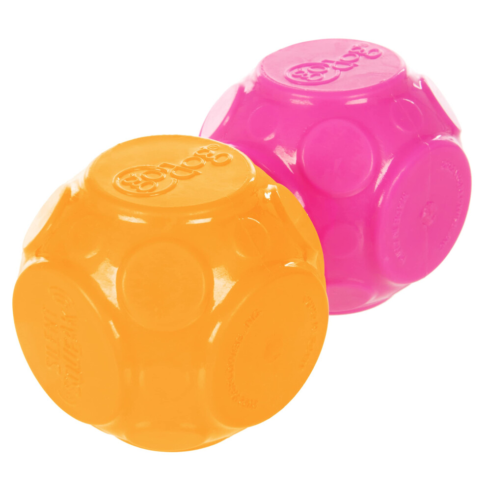 Lot De 2 Balles Couinantes Silencieuses Godog Pour Chiens M Cher L Gers Mod R S - Orange/Rose-image