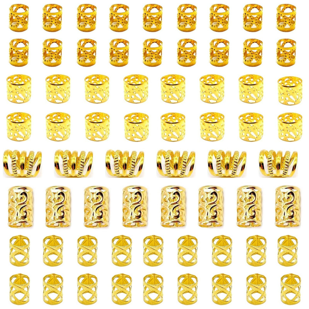 Tuefuzy - Trecce Dorate Per Capelli, 100 Pezzi, Accessori Per Capelli, Accessori Per Dreadlock, Accessori Per Trecce In Metallo Dorato, Per Dreadlock, Accessori E Decorazioni Per Gioielli-image