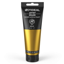 Totideal Acrilic Paint Tuburi de aur metalic 24k (120 ml 4,1 oz) Pigmen?i boga?i non -toxici care nu se estompeaza pentru pictori Adul?i ?i copii