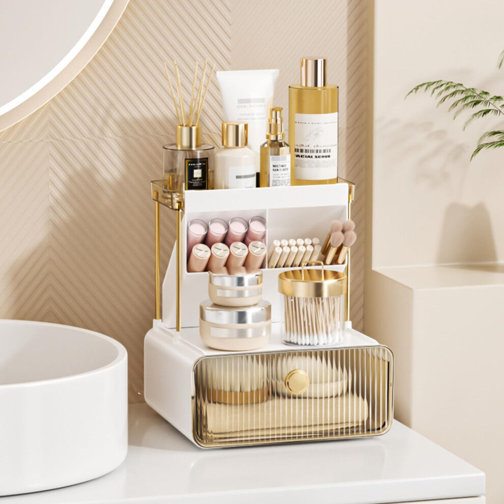 Organisateur de maquillage     2 niveaux GPREESUS, organiseur de comptoir polyvalent pour salle de bain, organiseur de maquillage pour vanit   , orga