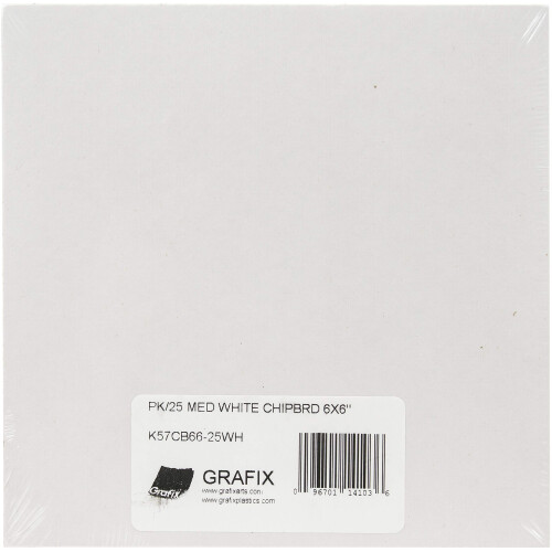 GRAFIX White Medium Weight Chipboard Sheets 6""""X6"""" 25/Pkg  6""""x6""""x0.057""""  Count