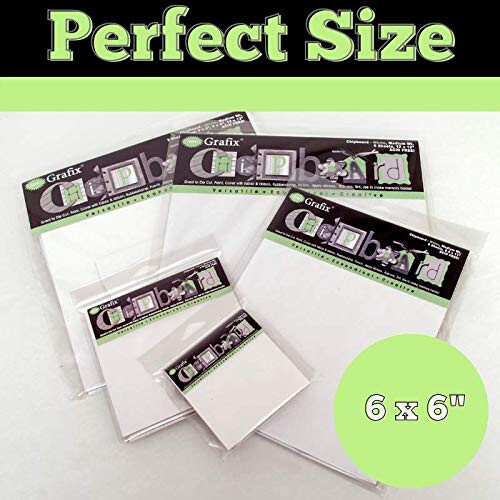 GRAFIX White Medium Weight Chipboard Sheets 6""""X6"""" 25/Pkg  6""""x6""""x0.057""""  Count 2