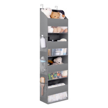 GRANNY SAYS - Organizer da parete a 4 ripiani sopra la porta, con finestra trasparente, per giocattoli, pannolini, cosmetici, grigio