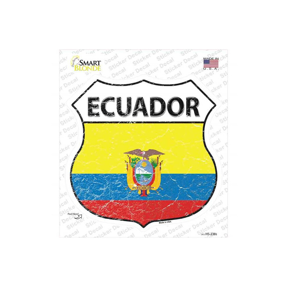 Smart Blonde Hs-238S-M Ecuador Flag Novelty Highway Shield Sticker Decal - Medium 792636353253