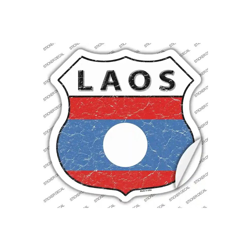 Smart Blonde Hs-307S-Xl Laos Flag Novelty Highway Shield Sticker Decal - Extra Large 792636353536