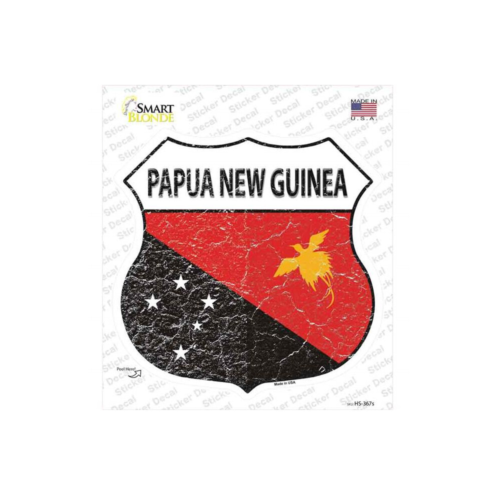 Smart Blonde Hs-367S-M Papua Guinea Flag Novelty Highway Shield Sticker Decal - Medium 792636353802