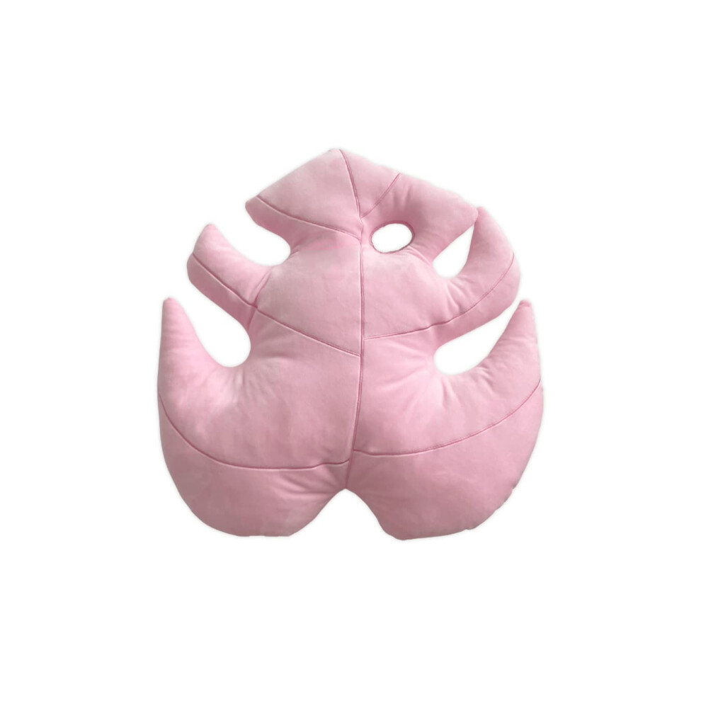 Green Philosophy Co. Plush Monstera Deliciosa Paradise Pink Leaf Shaped Throw Pillow for Couch Sofa Living Room Home Decor Gift for Plant Lovers and F