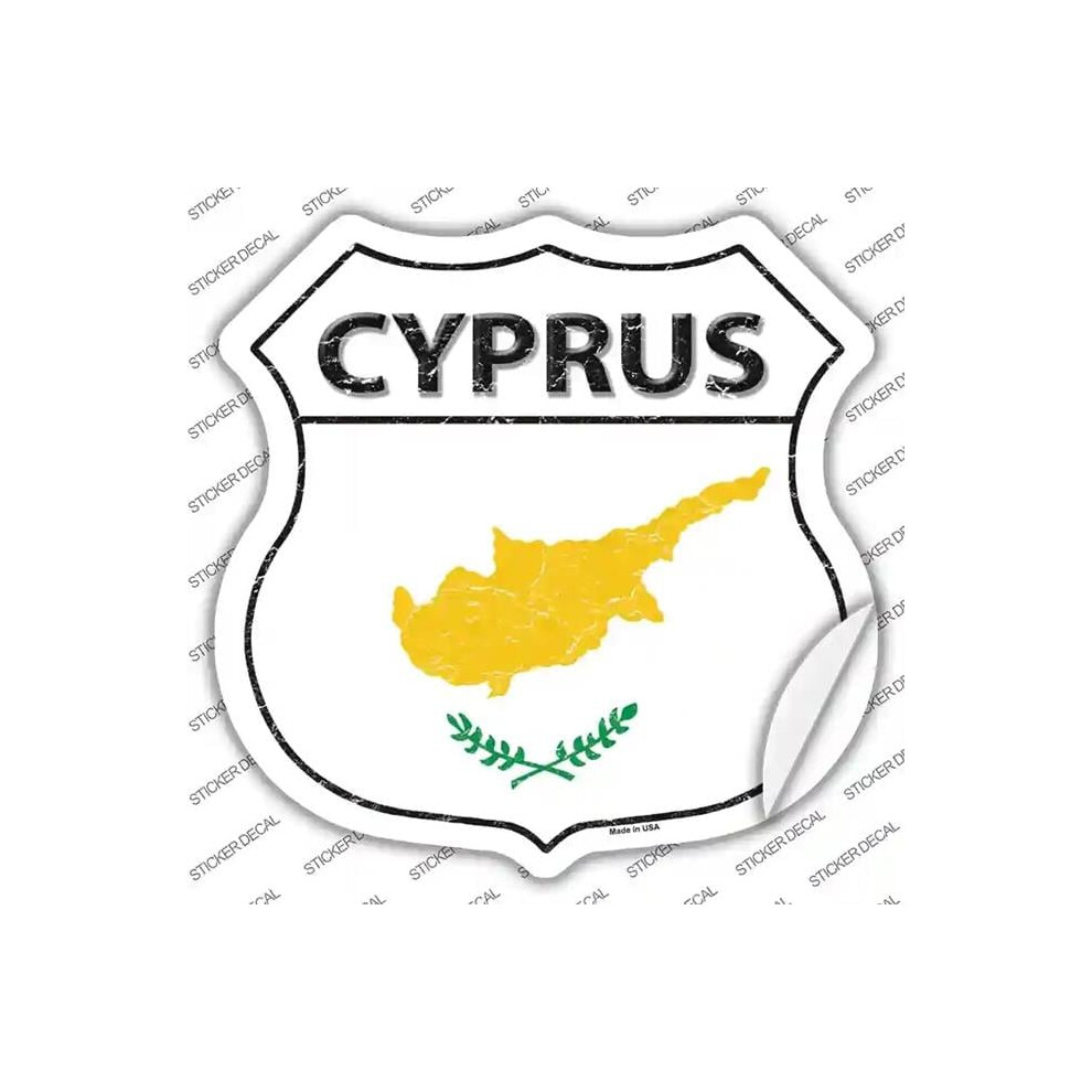Smart Blonde Hs-229S-S Cyprus Flag Novelty Highway Shield Sticker Decal - Small 792636354939
