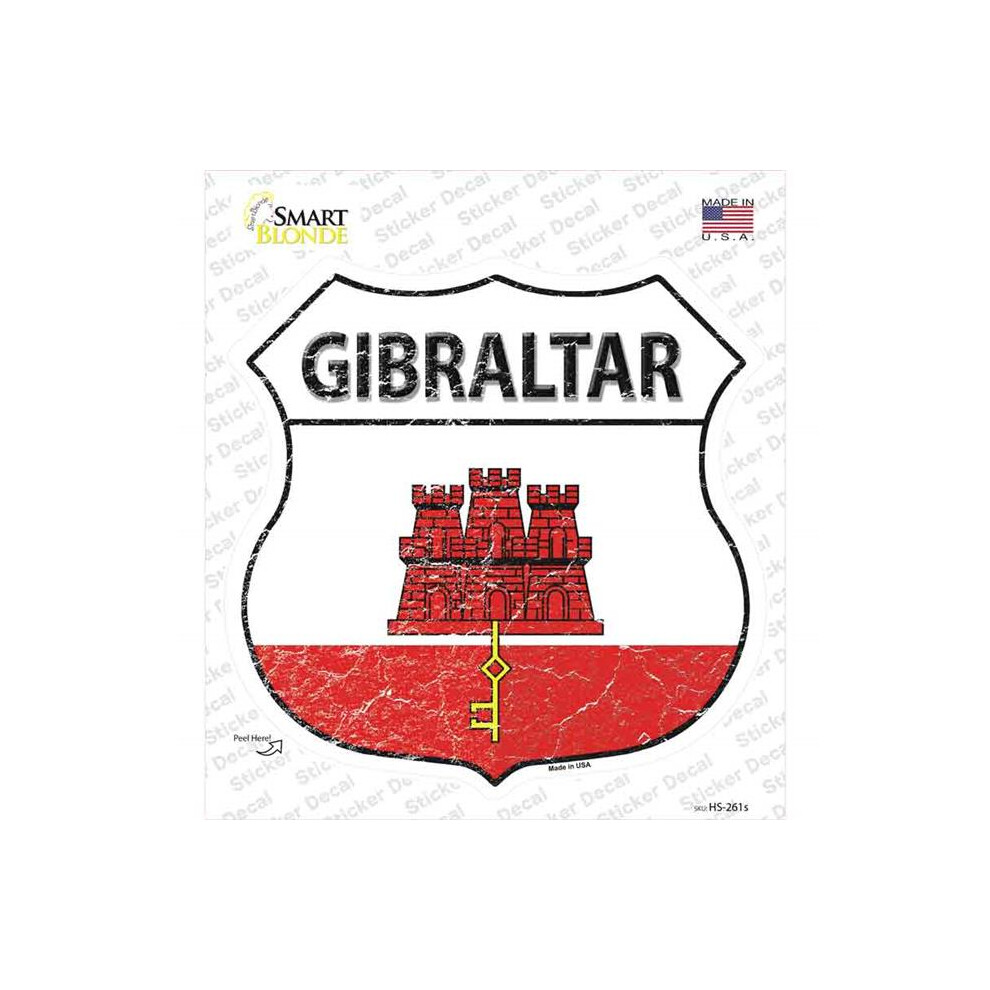 Smart Blonde Hs-261S-M Gibraltar Flag Novelty Highway Shield Sticker Decal - Medium 792636355073