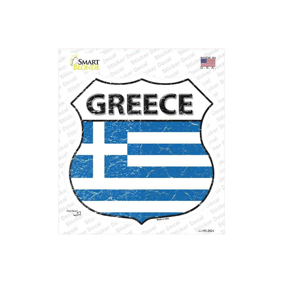 Smart Blonde Hs-262S-M Greece Flag Novelty Highway Shield Sticker Decal - Medium 792636355097