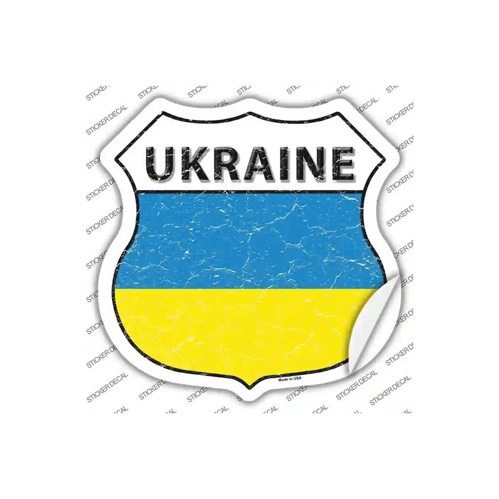 Smart Blonde Hs-440S-S Ukraine Flag Novelty Highway Shield Sticker Decal - Small 792636355295
