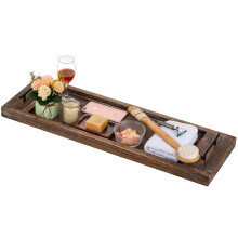 Caddy vassoio vassoio da bagno Hanobe: vassoio per vaschette in legno tavolo extra grande scaffale da bagno rustico attraverso vaschetto in legno con