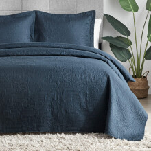 Hansleep Quilt Set Ultrasonic Lightweight Bed Decor Coverlet Set Comforter Bedding Cover Bedspread for All Season Use (Navy Blue Full/Queen 90x96 inc
