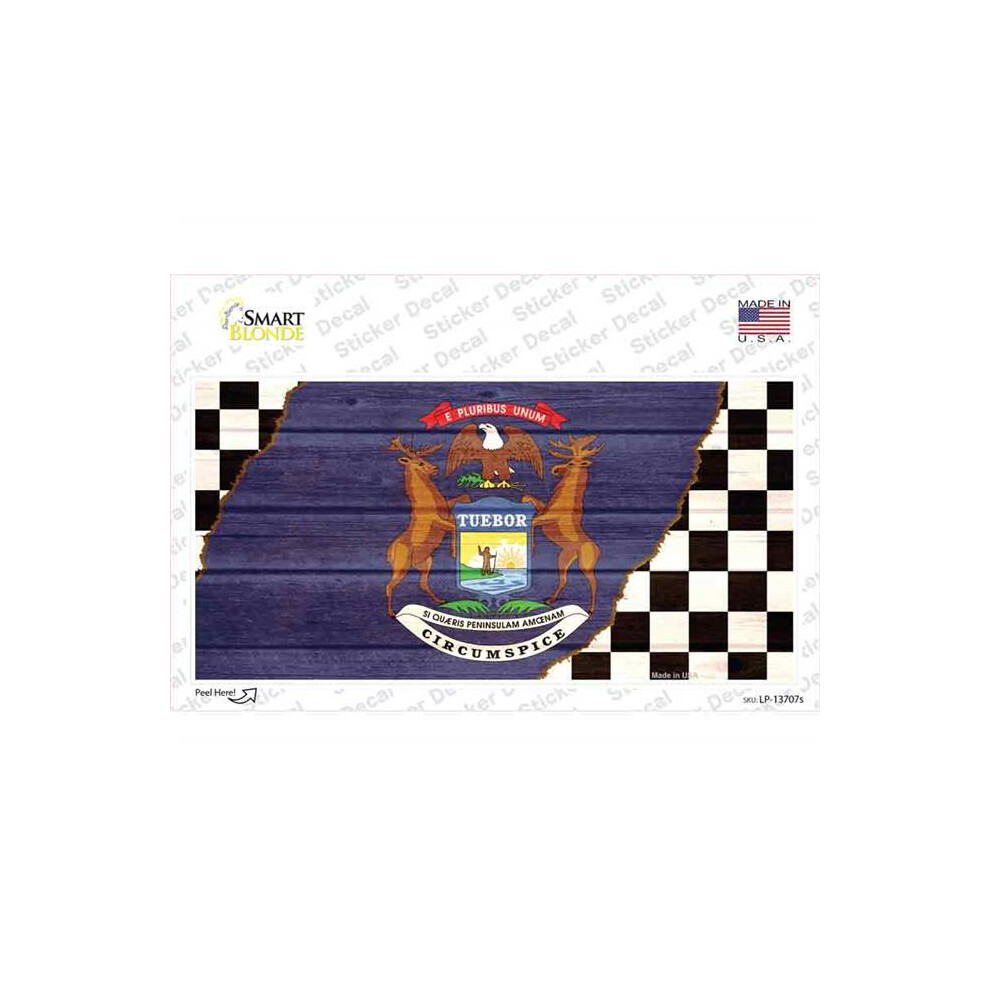 Smart Blonde Lp-13707S-M Michigan Racing Flag Novelty Sticker Decal - Medium 792636360237