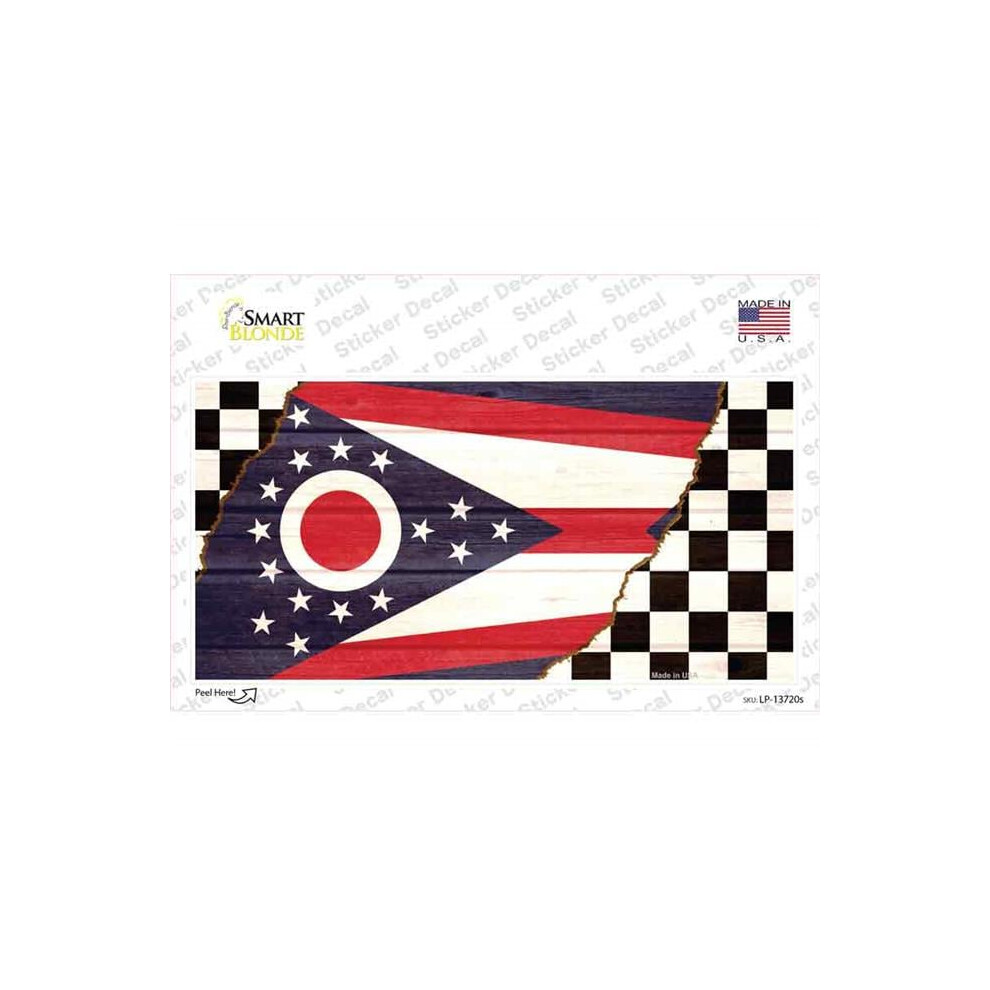 Smart Blonde Lp-13720S-M Ohio Racing Flag Novelty Sticker Decal - Medium 792636360619