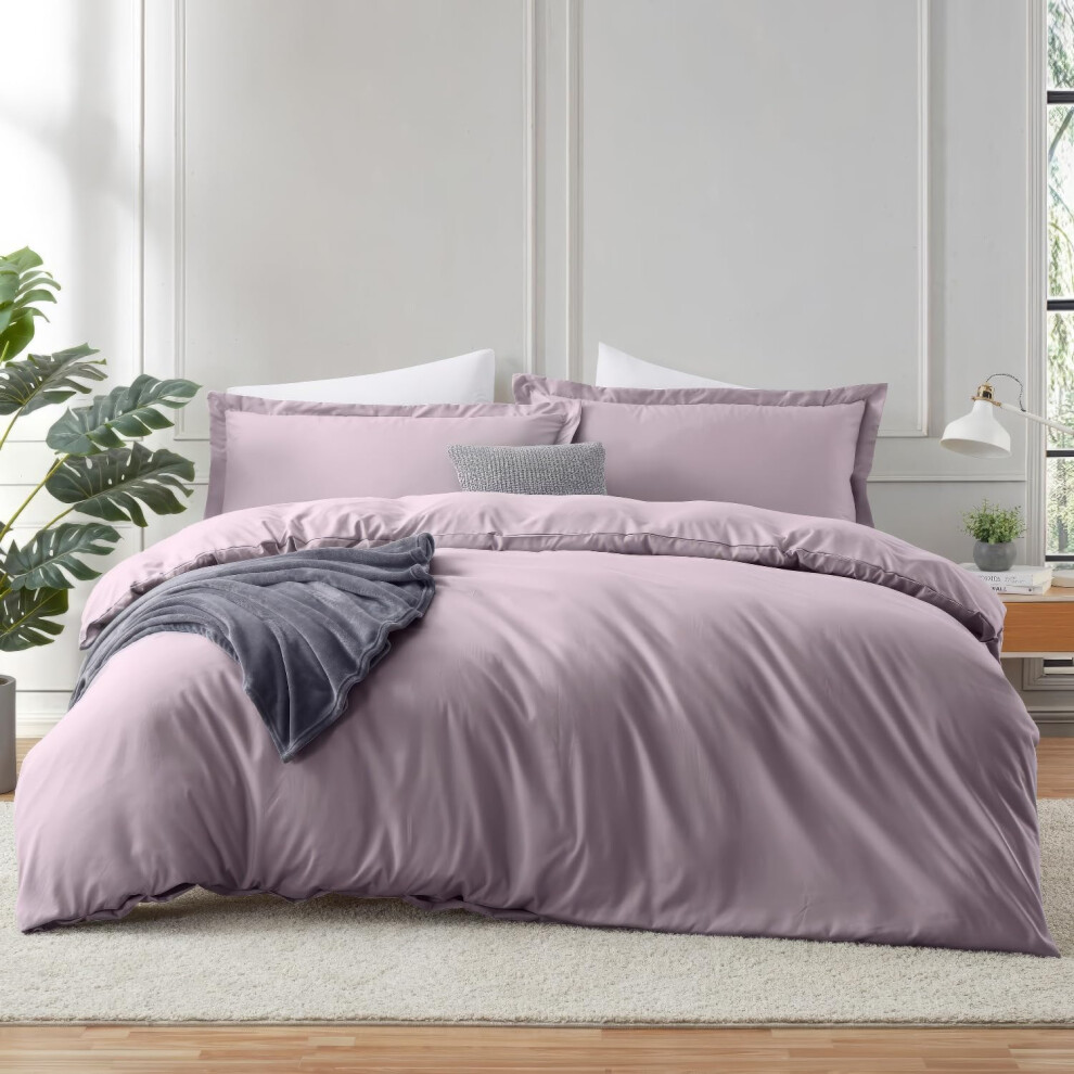 Parure de lit California King Hearth & Harbor Dusty Purple - Housse de couette 3 pi   ces California King Soft Double Brushed Housses de couette av