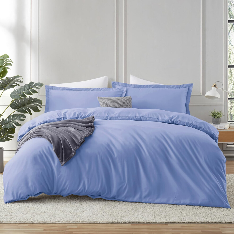 Housse de couette Hearth & Harbor Calm Blue King Size - Ensemble de housse de couette King 3 pi   ces Housses de couette King bross   es doubles douc