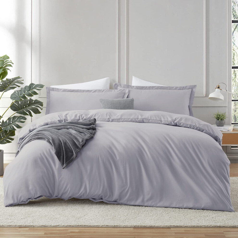 Housse de couette Hearth & Harbor Grey Lavender Queen Size - Ensemble de housse de couette Queen 3 pi   ces Housses de couette Queen Size douces et