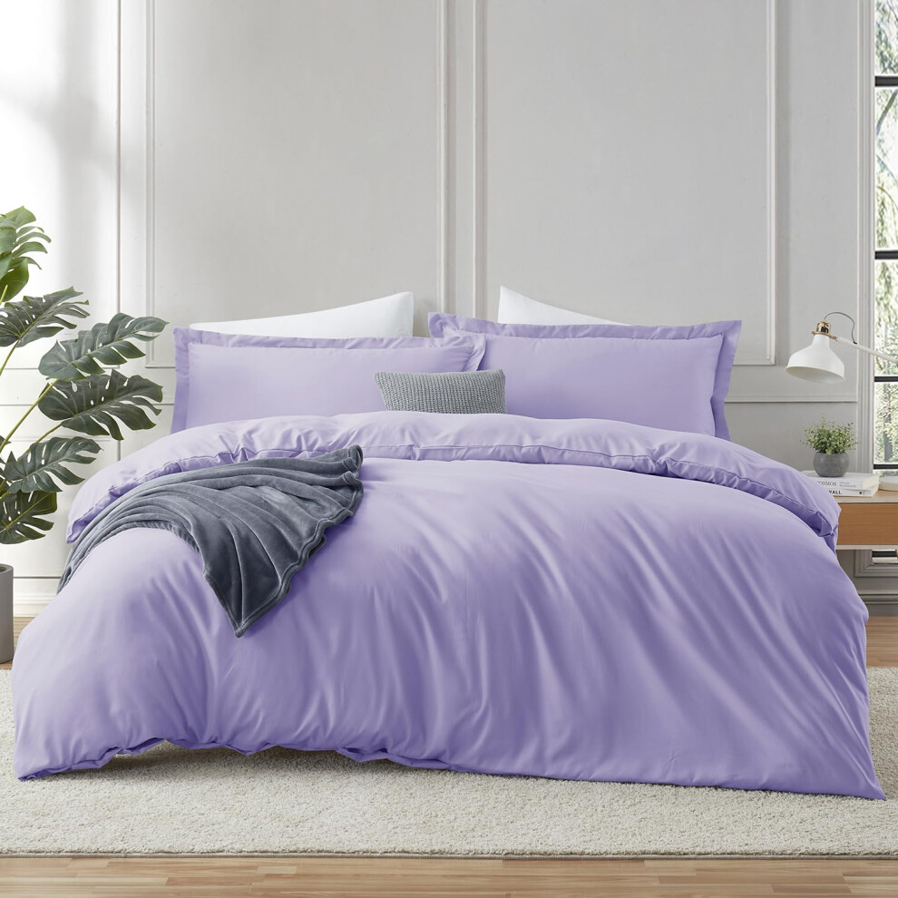 Housse de couette Hearth & Harbor Lavande King Size - Ensemble de housse de couette King 3 pi   ces Housses de couette King bross   es doubles douces
