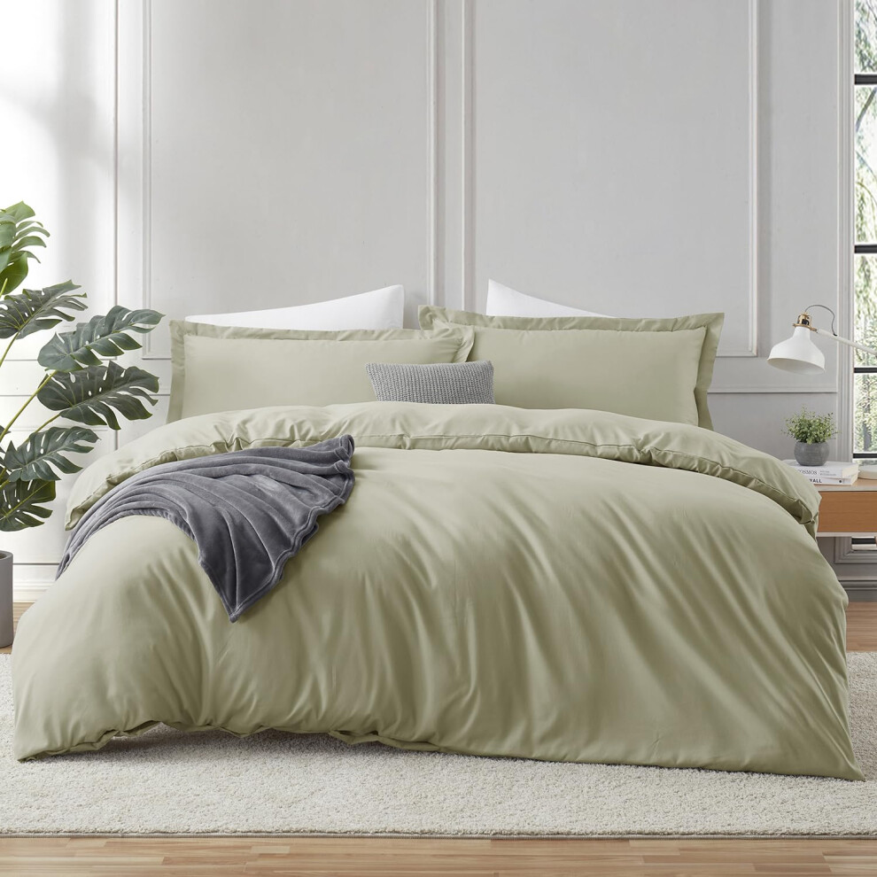 Housse de couette Hearth & Harbor Light Sage Queen Size - Ensemble de housse de couette Queen 3 pi   ces Housses de couette Queen Size douces et br