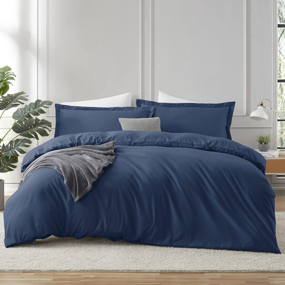Housse de couette bleu marine Hearth & Harbor King Size - Ensemble de housse de couette King 3 pi   ces Housses de couette King bross   es doubles do