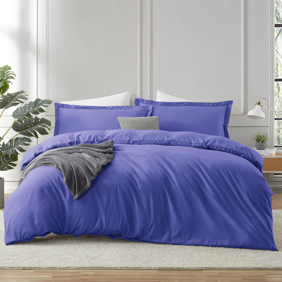 Housse de couette Hearth & Harbor Royal Blue pour lit double - Ensemble de housse de couette 3 pi   ces pour lit double, housse de couette double b