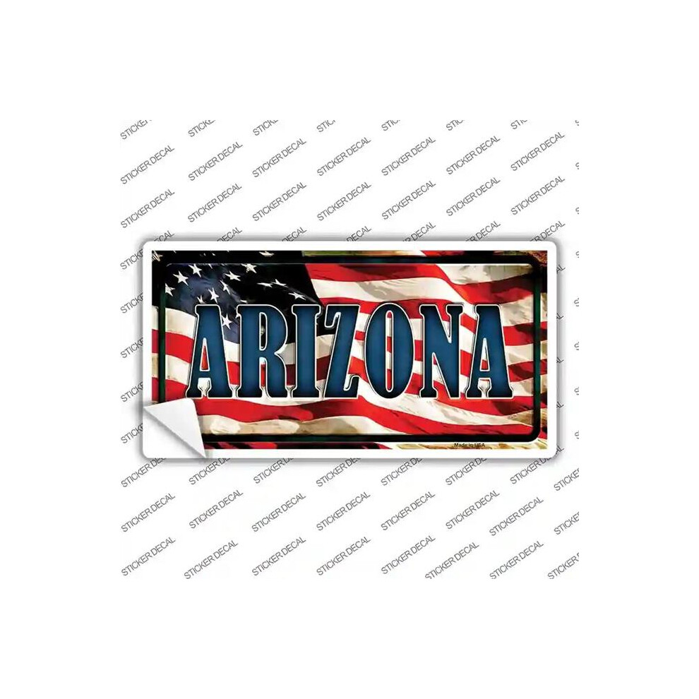 Smart Blonde Lp-3614S-S Arizona On American Flag Novelty Sticker Decal - Small 792636361074