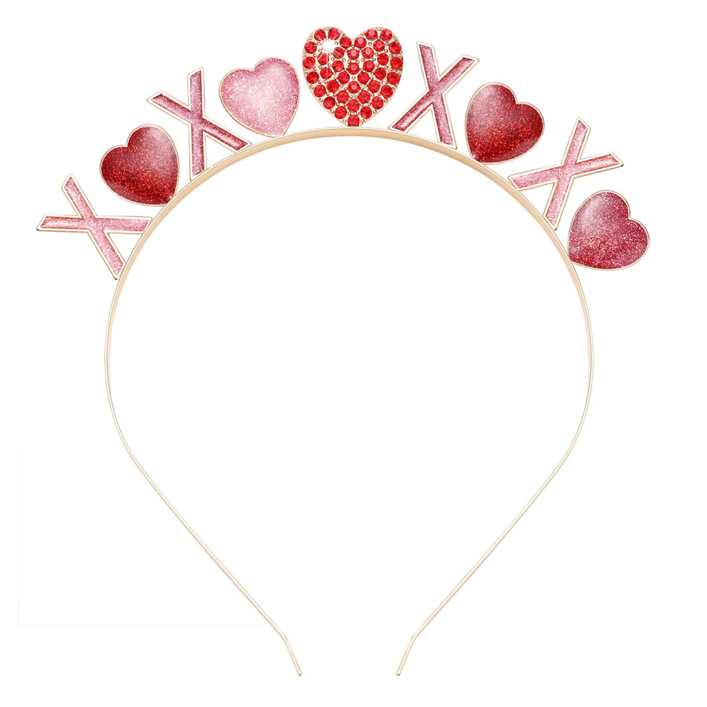 Heidkrueger Serre-T Te Saint-Valentin Strass Paillettes Amour Coeur Serre-T Te Saint-Valentin Xo Coeur Couronne Cerceau Cheveux Pour Mariage Fian-image