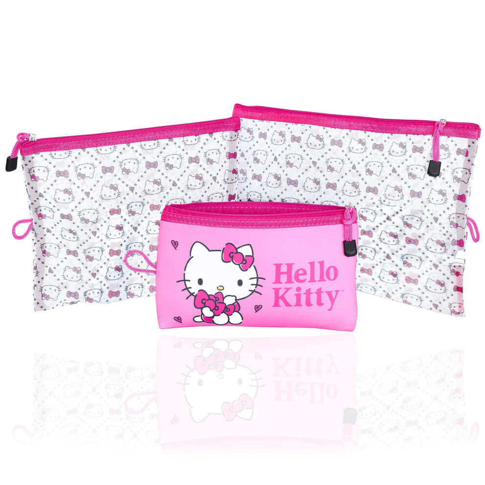 Hello Kitty Travel Pouch 3-Pack Official License  Zipper Pouch Set of 3 in Different Sizes  Makeup Bag