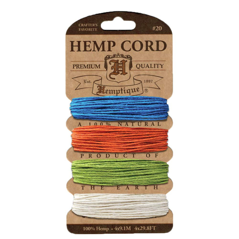 Hemptique Hemp Cord 4 Color Cards - Made with Love - Crafters No. 1 Choice - Eco Friendly - Plant Hanger - Scrapbooking - Gardening - Macram? - Home D-image-OPC-PFRKZQB-NEW