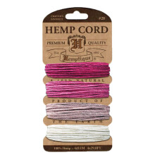 Hemptique Hemp Cord 4 Color Cards - Made With Love - Crafters No. 1 Choice - Eco Friendly - Plant Hanger - Scrapbooking - Gardening - Macram? - H