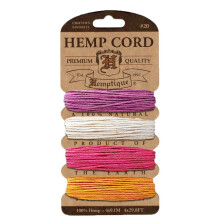 Hemptique Hemp Cord 4 Color Cards - Made With Love - Crafters No. 1 Choice - Eco Friendly - Plant Hanger - Scrapbooking - Gardening - Macram? - H
