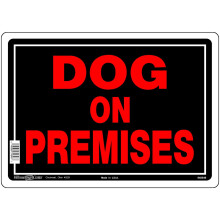 Hillman 848546 Dog On Premises Sign Black and Red Aluminum Metal 10x14 Inches 1-Sign
