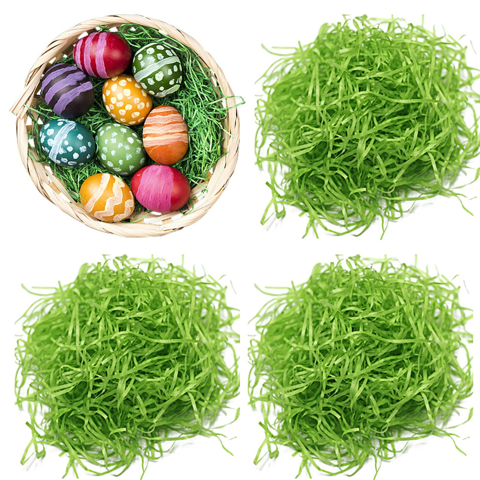 Hikkcos 0,5 Kg Erba Verde Pasquale Grande Confezione Erba Di Rafia Verde Riciclabile Carta Per Regalo Di Pasqua Cesto Riempitivo Decorazione Festa Di Pasqua Avvolgimento Cestino Riempimento-image