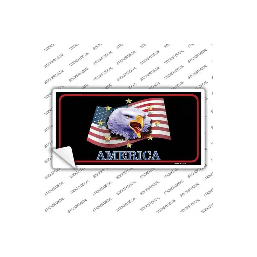 Smart Blonde Lp-4051S-S Waving Flag Bald Eagle Novelty Sticker Decal - Small Black 792636364914