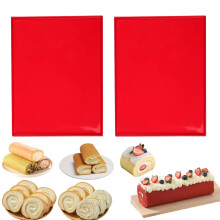 HLCM Silicone Swiss Roll Cake Mat - 2pcs Silicone Baking Mat Jelly Roll Pan Mat de silicone antiadhesif avec levre Cookies de la levre en silicon