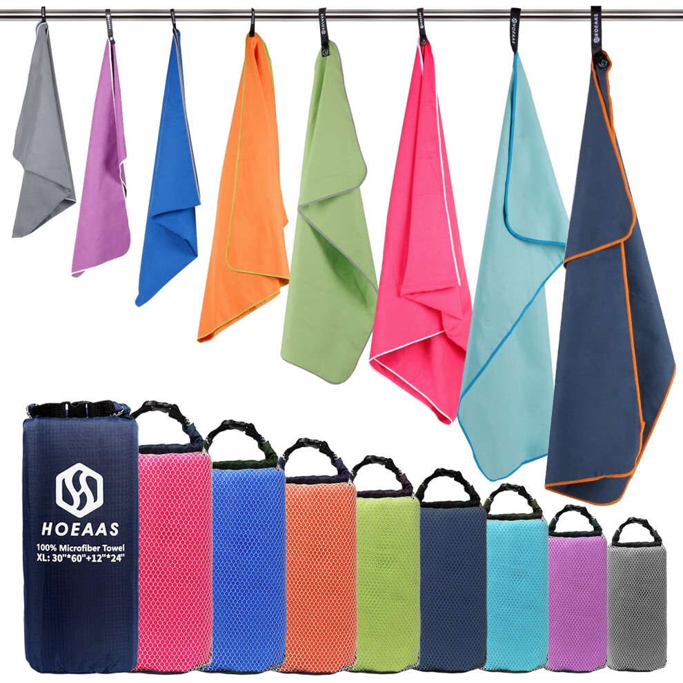 HOEAAS 2 Pack Microfiber camping Towels  Quick Dry Towel  Super Absorbent Ultra compact Travel Towel Soft Lightweight Sports Towel for Sweat Fast Dryi-image-OPC-PFM97F2-NEW
