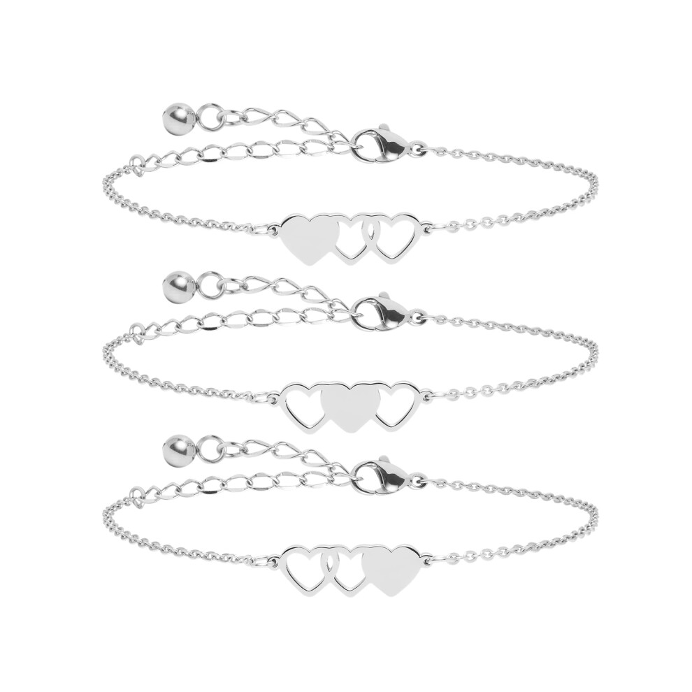 Hofoya 3-Schwestern-Armbander, Beste-Freundinnen-Armbander Fur 3, Set Mit 3 Glieder-Herz-Armbandern, 3 Bff, 3 Bestie-Freundschaftsgeschenke, Weih-image
