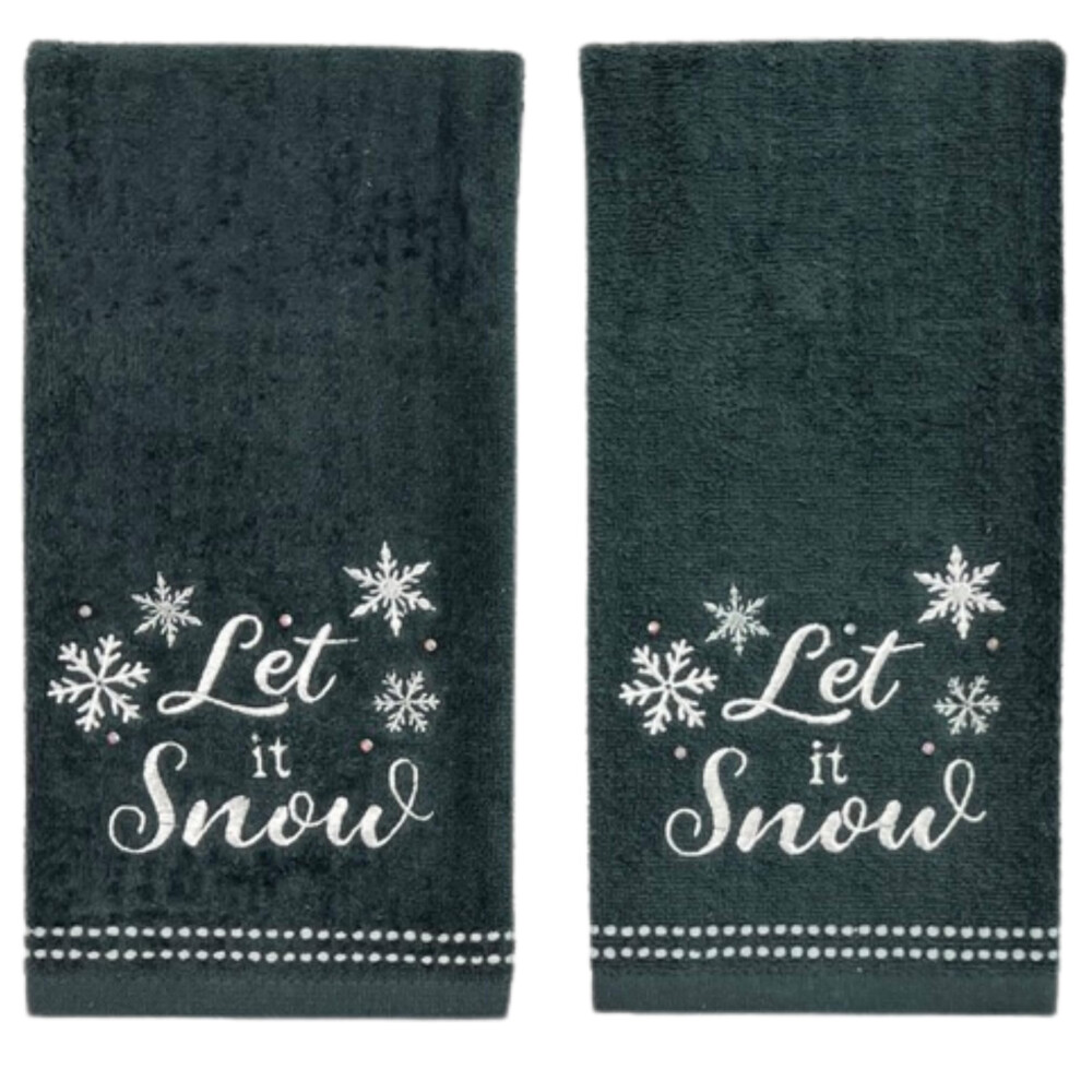 Serviettes de toilette pour invit   s de No   l, lot de 2, 100 % coton, 40 x 63 cm, rouge avec imprim    joyeux No   l dor
