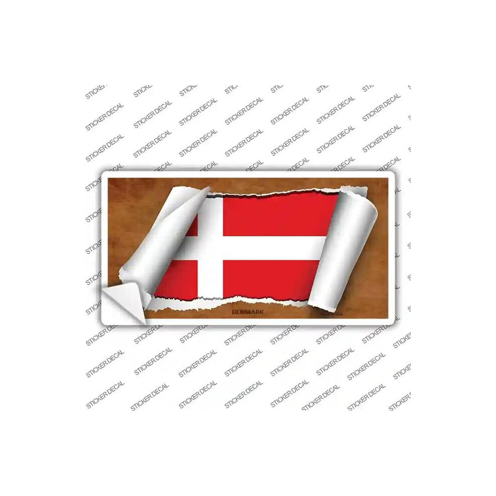 Smart Blonde Lp-9070S-S Denmark Flag Scroll Novelty Sticker Decal - Small 792636365584