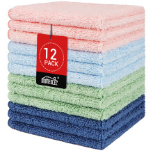 HOMEXCEL Salviette in microfibra, confezione da 12, altamente assorbenti e morbide, multiuso, per bagno, palestra, hotel, spa e cucina, multicolo