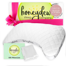 Confezione regalo con cuscino laterale Honeydew Scrumptious e federa in seta - Il cuscino cervicale di lusso per eccellenza - Supporto regolabile