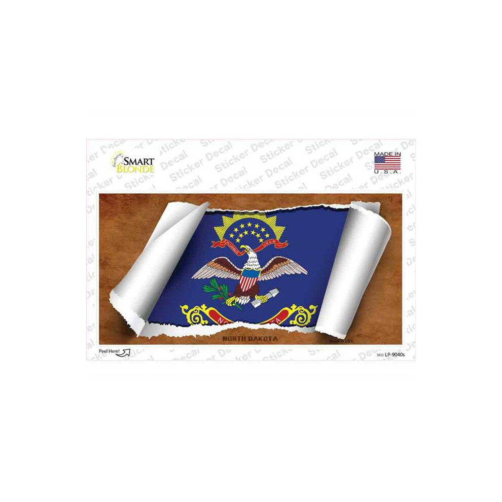 Smart Blonde Lp-9040S-M North Dakota Flag Scroll Novelty Sticker Decal - Medium 792636366642