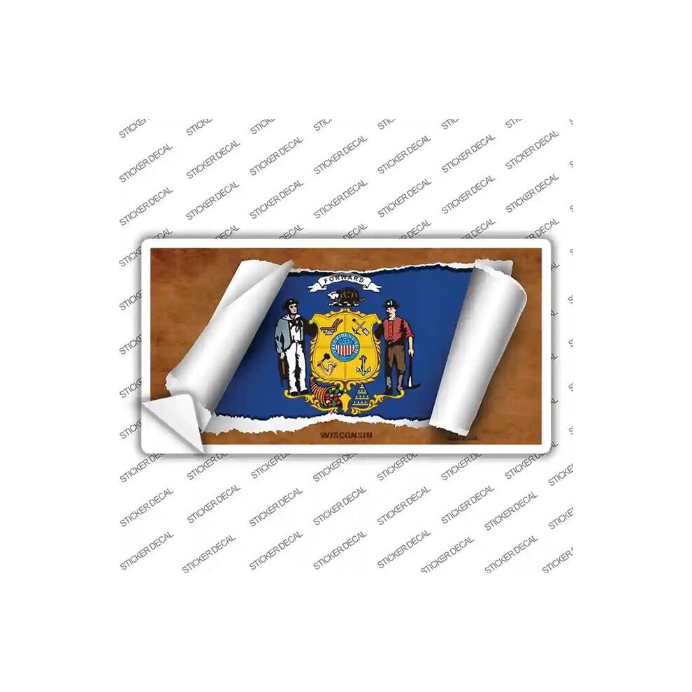 Smart Blonde Lp-9055S-L Wisconsin Flag Scroll Novelty Sticker Decal - Large 792636366741